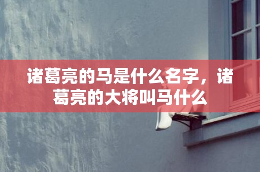 诸葛亮的马是什么名字，诸葛亮的大将叫马什么