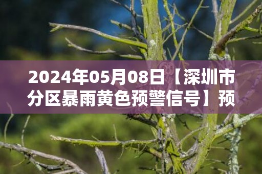 2024年05月08日【深圳市分区暴雨黄色预警信号】预计光明区、龙华区和宝安区（松岗、石岩、沙井、新桥、燕罗街道）2小时内将出现30-50毫米降水，深圳市气象台预警信息：广东省深圳市发布暴雨黄色预警