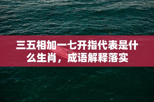 三五相加一七开指代表是什么生肖，成语解释落实