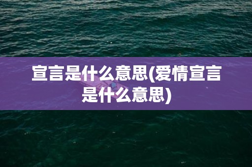 宣言是什么意思(爱情宣言是什么意思)