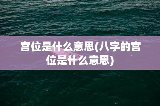 宫位是什么意思(八字的宫位是什么意思)