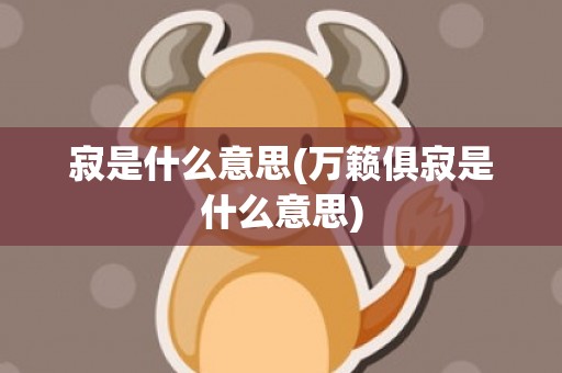 寂是什么意思(万籁俱寂是什么意思)