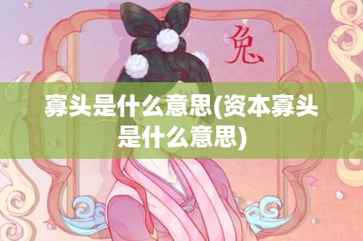 寡头是什么意思(资本寡头是什么意思)