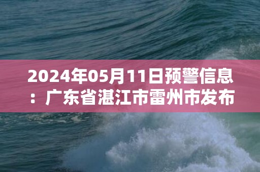 2024年05月11日预警信息：广东省湛江市雷州市发布暴雨橙色预警