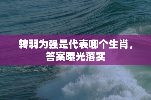 转弱为强是代表哪个生肖，答案曝光落实