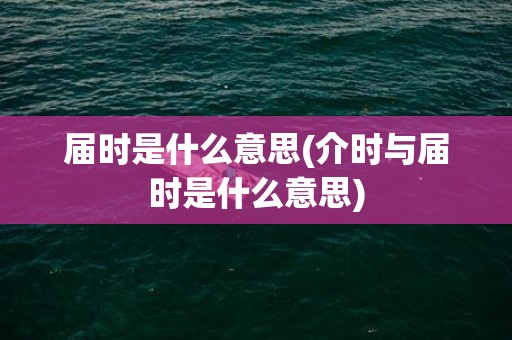 届时是什么意思(介时与届时是什么意思)