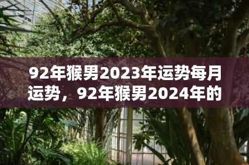 92年猴男2023年运势每月运势，92年猴男2024年的运势