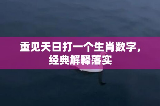 重见天日打一个生肖数字，经典解释落实