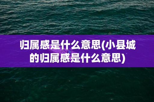 归属感是什么意思(小县城的归属感是什么意思)