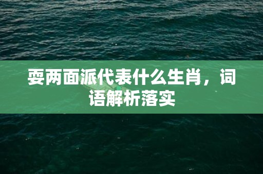 耍两面派代表什么生肖，词语解析落实插图