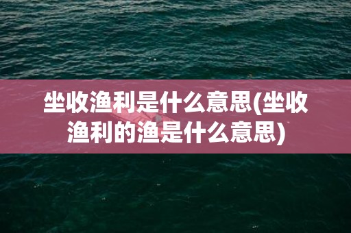 坐收渔利是什么意思(坐收渔利的渔是什么意思)