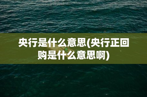 央行是什么意思(央行正回购是什么意思啊)