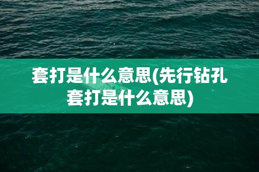 套打是什么意思(先行钻孔套打是什么意思)