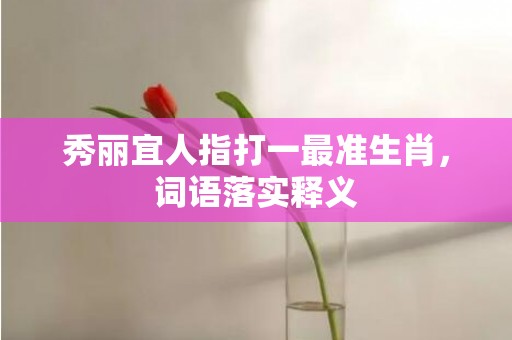 秀丽宜人指打一最准生肖，词语落实释义插图