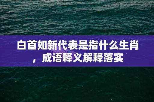 白首如新代表是指什么生肖，成语释义解释落实