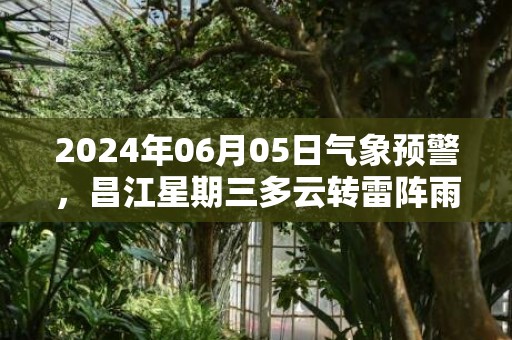 2024年06月05日气象预警，昌江星期三多云转雷阵雨最高气温35℃