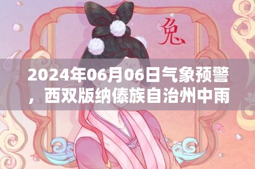 2024年06月06日气象预警，西双版纳傣族自治州中雨转小雨最高气温31度