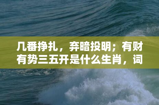 几番挣扎，弃暗投明；有财有势三五开是什么生肖，词语释义落实解释插图