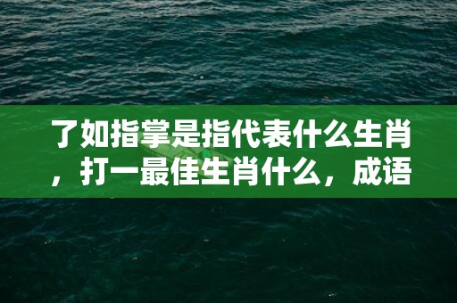 了如指掌是指代表什么生肖，打一最佳生肖什么，成语解释落实释义