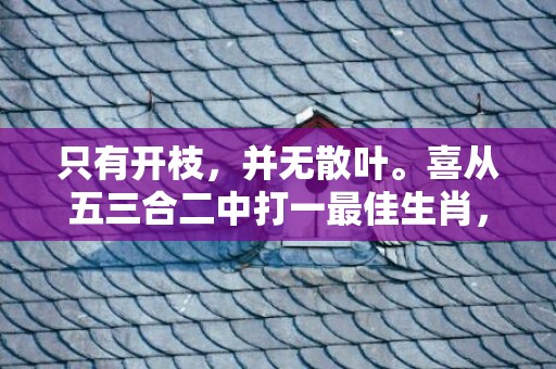 只有开枝，并无散叶。喜从五三合二中打一最佳生肖，成语释义解释落实插图