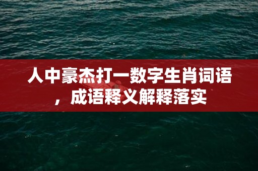 人中豪杰打一数字生肖词语，成语释义解释落实插图