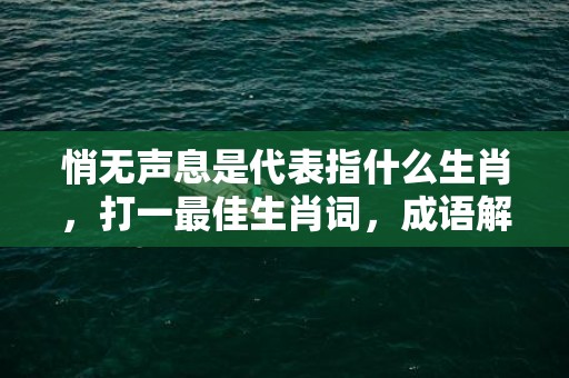 悄无声息是代表指什么生肖，打一最佳生肖词，成语解释落实释义插图