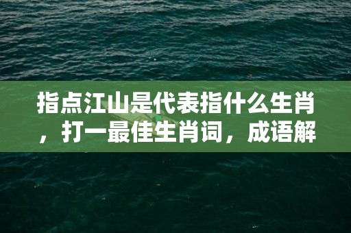 指点江山是代表指什么生肖，打一最佳生肖词，成语解释落实释义插图