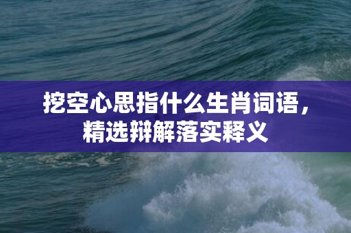 挖空心思指什么生肖词语，精选辩解落实释义插图