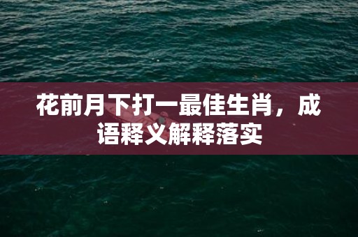 花前月下打一最佳生肖，成语释义解释落实插图