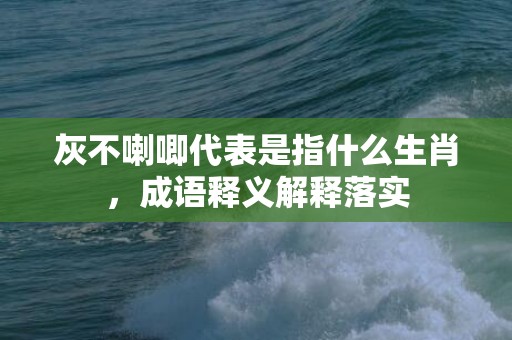 灰不喇唧代表是指什么生肖，成语释义解释落实