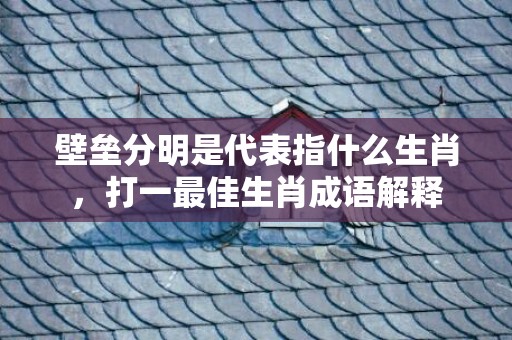 壁垒分明是代表指什么生肖，打一最佳生肖成语解释