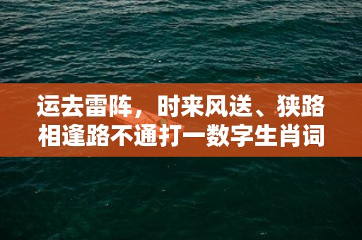 运去雷阵，时来风送、狭路相逢路不通打一数字生肖词语，成语释义解释落实