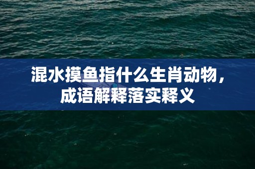 混水摸鱼指什么生肖动物，成语解释落实释义插图