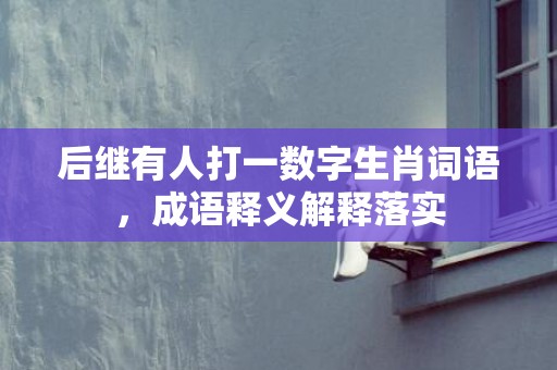 后继有人打一数字生肖词语，成语释义解释落实插图