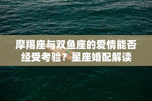 摩羯座与双鱼座的爱情能否经受考验？星座婚配解读