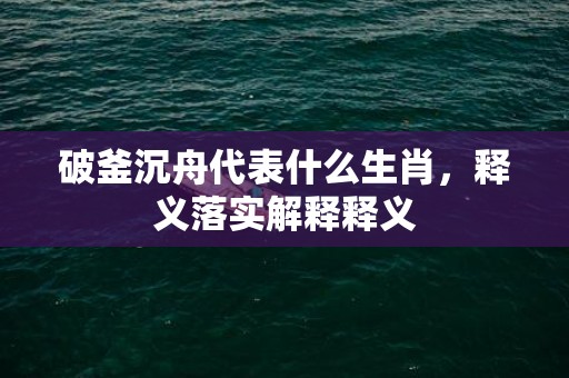 破釜沉舟代表什么生肖，释义落实解释释义插图