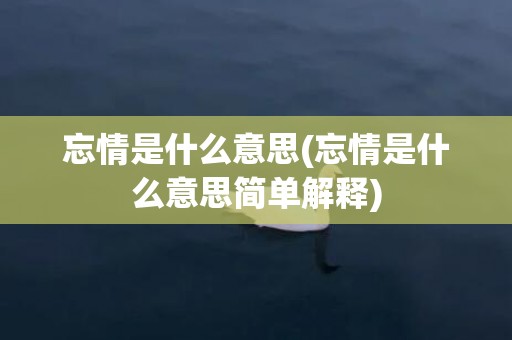 忘情是什么意思(忘情是什么意思简单解释)