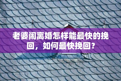 老婆闹离婚怎样能最快的挽回，如何最快挽回？