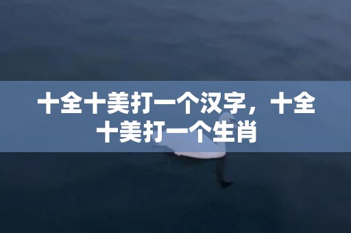 十全十美打一个汉字，十全十美打一个生肖