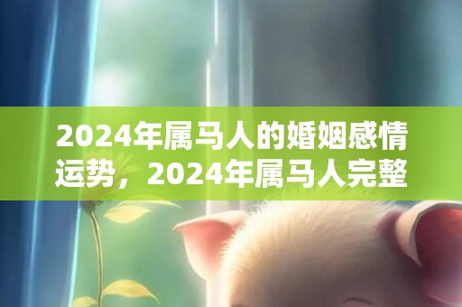 2024年属马人的婚姻感情运势，2024年属马人完整版运势如何