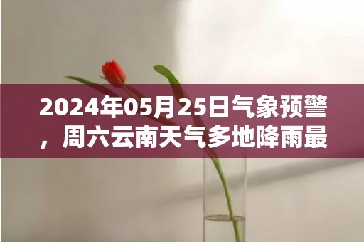 2024年05月25日气象预警，周六云南天气多地降雨最高温31℃