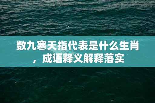 数九寒天指代表是什么生肖，成语释义解释落实插图