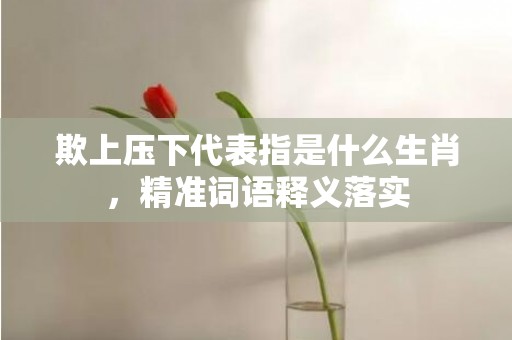 欺上压下代表指是什么生肖，精准词语释义落实