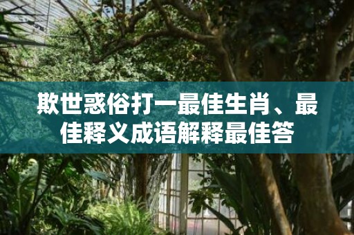 欺世惑俗打一最佳生肖、最佳释义成语解释最佳答