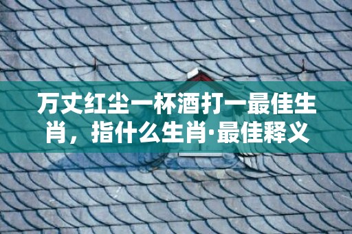 万丈红尘一杯酒打一最佳生肖，指什么生肖·最佳释义成语解释最佳答