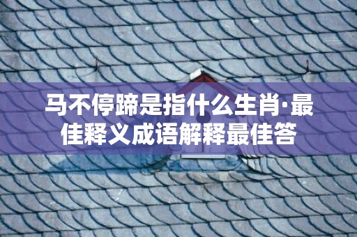 马不停蹄是指什么生肖·最佳释义成语解释最佳答