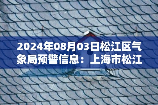 2024年08月03日松江区气象局预警信息：上海市松江区发布雷电黄色预警