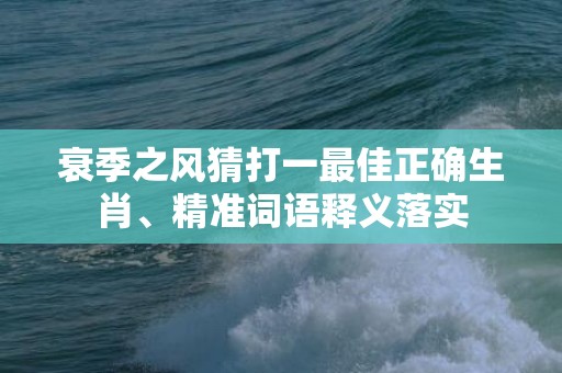 衰季之风猜打一最佳正确生肖、精准词语释义落实插图