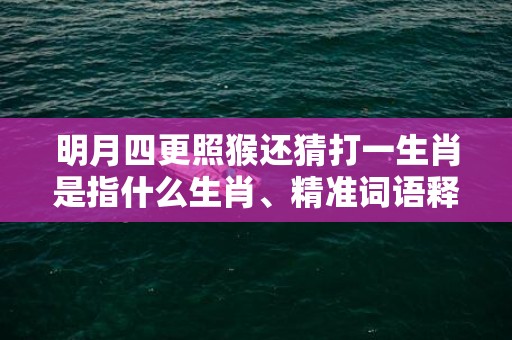 明月四更照猴还猜打一生肖是指什么生肖、精准词语释义落实