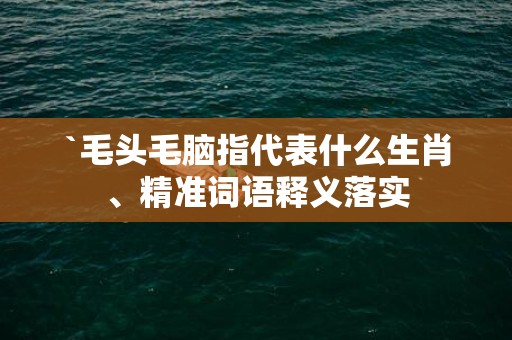 `毛头毛脑指代表什么生肖、精准词语释义落实